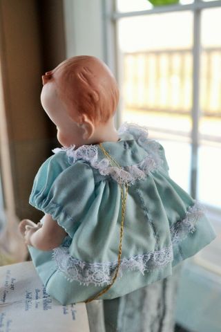 Vintage Porcelain Baby Doll in Blue Dress,  A Nell Hobbs Design,  Texas Artist 7