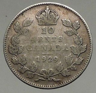 1929 Canada - Antique Silver 10 Cents Coin Under King George V I56772