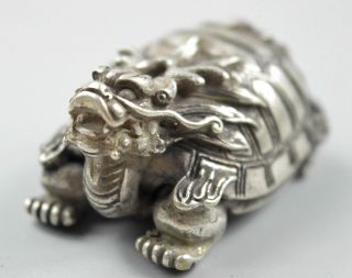 China Collectable Handwork Old Miao Silver Carve Exorcism Dragon Tortoise Statue