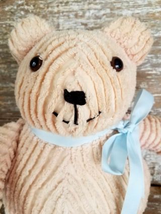 Large 20 " Vtg Chenille Plush Bedspread Teddy Bear Stuffed Hand Made Pink Blue Bow