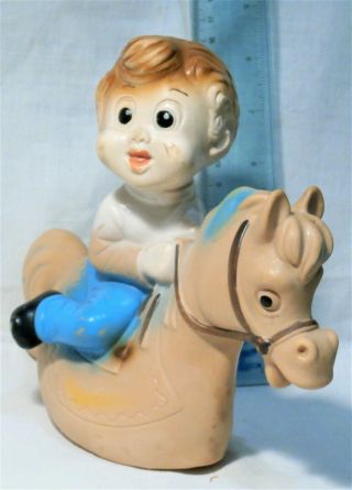 Boy Riding Straw Horse Biserka Art 359 Child Vintage Rubber Toy Doll & Ledra Rrr