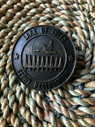 Boy Scout Lake Of Isles Reservation Neckerchief Slide 8922hh Vintage