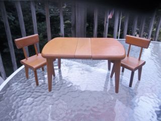 Strombecker Doll Furniture Dining Room Table,  2 Chairs,  Leaf 8 " Size Ginny,  Etc
