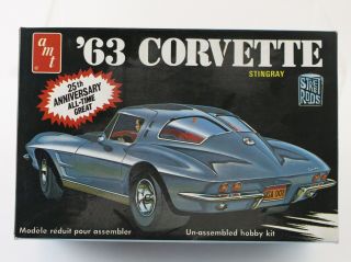 1963 ’63 Chevy Corvette Stingray Street Rods Vintage Amt 1:25 Model Kit A163