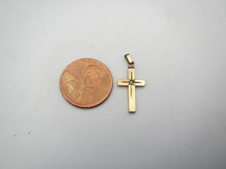 Antique Small Yellow Gold Filled & Diamond Chip Cross Pendant 2