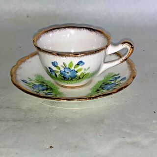 Vtg.  Salisbury Bone China Miniature Blue Tea Cup And Saucer Made In England 2978