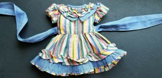 Vintage 1950,  S Factory Made Blue And Yellow Stripe Doll Dress Fits 16 " Toni Ect