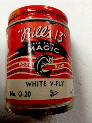 Vintage Bills13 Magic Pork Rind Jar Hard To Find Fishing Bait