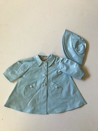 Vintage Doll Clothes Blue Raincoat & Hat Made In France For Bullocks Wilshire