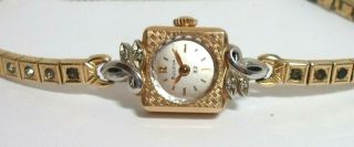 Vintage Watch Bulova 23 Jewels,  5at,  1954,  10k Gf With Diamonds & Jeweled Band