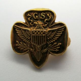 Mini Vintage Girl Scouts Membership Pin 1/20 10k Gf Gold Filled Tiny Eagle Gs
