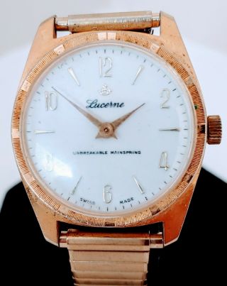 Vintage Mens Gold Tone Lucerne Watch