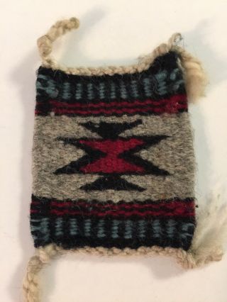 Vintage Dollhouse Size Miniature Hand Woven Navajo Indian Rug 2.  5”x3”