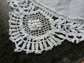 Antique French Handworked Bobbin Lace Handkerchief