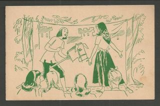 1930s Girl Scout Camp Postcard Acting Play