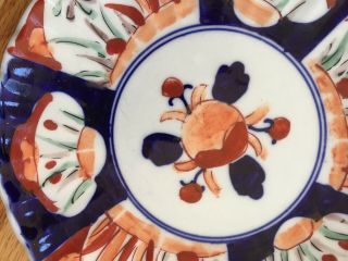 Antique Japanese Imari Hand Painted Plate Blue Red Flowers VG 3
