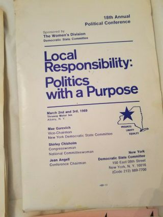 NY STATE DEMOCRATIC WOMEN ' S DIVISION CONFERENCE FOLDERS 1968,  1969,  1971,  1972 3