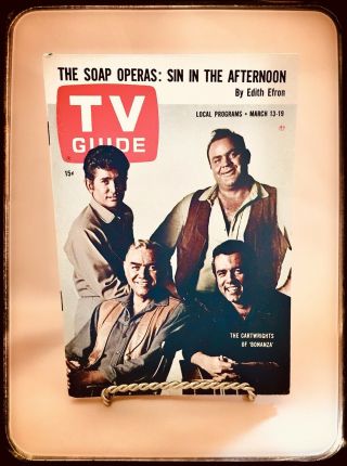 Vintage 1965 Tv Guide March 13 - " The Cartwrights Of Bonanza "