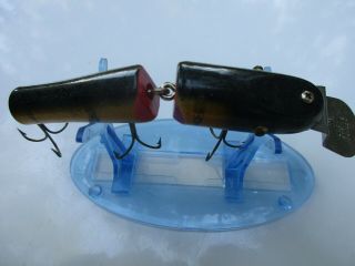 Vintage Lucky Strike Jointed Musky Plug Wood Green Fishing Lure Bait Great Cond