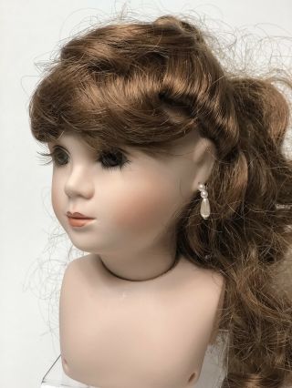 Vintage Large 6” Swivel Porcelain Doll Head For 20” Dolls Elegant Lady Earrings