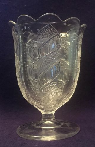 Eapg Antique Pattern Glass Lacy Spiral Spooner Colossus Unknown Maker 1880s