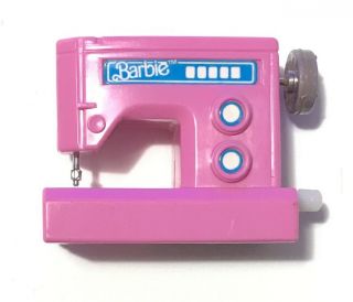 Vintage 80s Mattel 1989 Barbie Action Accents Pink Windup Sewing Machine 7936