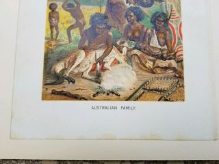 antique 1893 australia aborigine oz scarification tattoo book plate litho 7x10 4