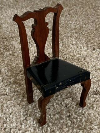 Vintage Antique Miniature Tynietoy Dollhouse Doll Wood Chippendale Dining Chair
