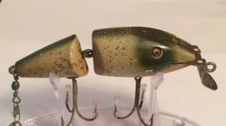 Vintage Creek Chub Jointed Pikie Glass Eye Silver Flash Wood Fishing Lure