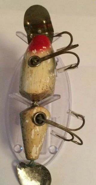Vintage Creek Chub Jointed Pikie Glass Eye Silver Flash Wood Fishing Lure 5