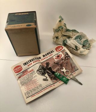 Vintage Penn Peerless Reel Model 9MS BOX ONLY,  Line,  Tool,  And Paper 3