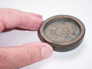 Antique Round BRONZE 1/2 lb SCALE WEIGHT George III / William IV - Assay Marked 2