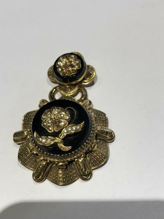 Antique Victorian Black Onyx Mourning Locket/pendant Wi/portrait