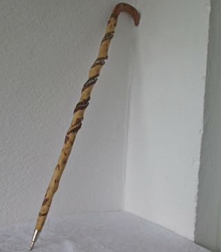 36 " One Antique Primitive Twisted Wooden Walking Stick Cane Handle Art.  /3/