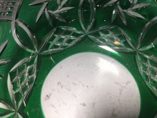 Vintage Green Cut Clear Crystal Glass Bowl 5