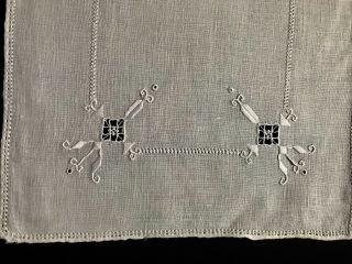 Antique Off - White Linen Four Placemats Beautifully Hm Reticella Lace 17 " X 10