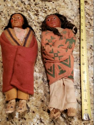 Vintage Skookum Native Indian Dolls Chief And Sqaw