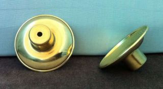 Pair (2) Polished Solid Brass Sconces For Wooden Candle Sticks Drip Catchers 2