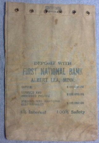 Vintage Bank Deposit Bag From First National Bank,  Albert Lea,  Minnesota