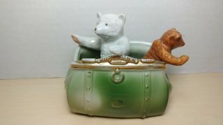 Antique German Porcelain Two Bears In A Purse Figurine