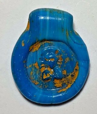 RARE BYZANTINE GLASS SEAL PENDANT ANONYMOUS BUST OF CHRIST 6.  6gr 33.  2mm 2
