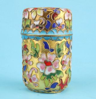 Vintage Chinese Cloisonne Enamel Jewelry Box Handmade Crafts Ladies Decorative
