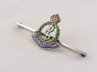 Ww2 Era Royal Army Medical Corps Silver & Enamel Kc Sweetheart Brooch / Badge