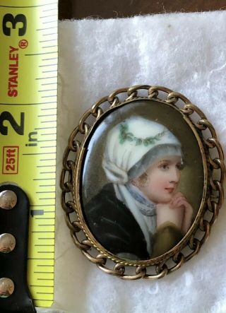 Early American Miniature Portrait Hand Painted Porcelain
