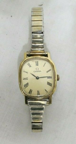 Vintage Ladies Omega 18k Gold Plated Watch,  17 Jewels,  Hand Wind,  Not Running