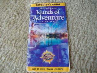 Universal Studios Islands Of Adventure Theme Park Map Dated July 23,  1999