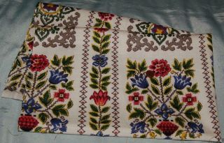 Small Remnant Vintage Bark Cloth Curtain Fabric Stylised Floral C1940 - 50s