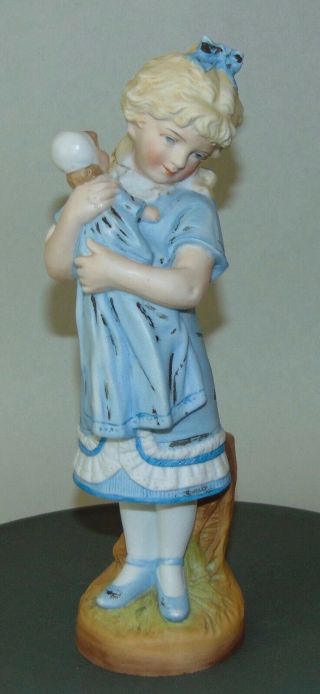 Antique Bisque Figurine Little Girl & Her Doll