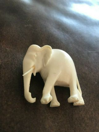 Small Vintage Old Antique Ivory Colored Hand Carved Japanese Chinese ? Elephant