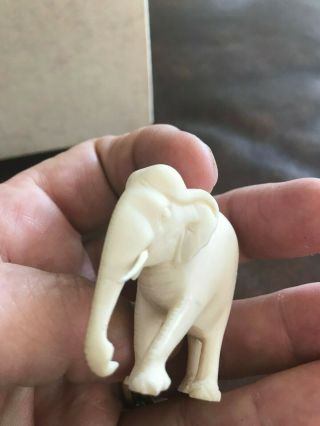 Small Vintage Old Antique Ivory Colored Hand Carved Japanese Chinese ? Elephant 2